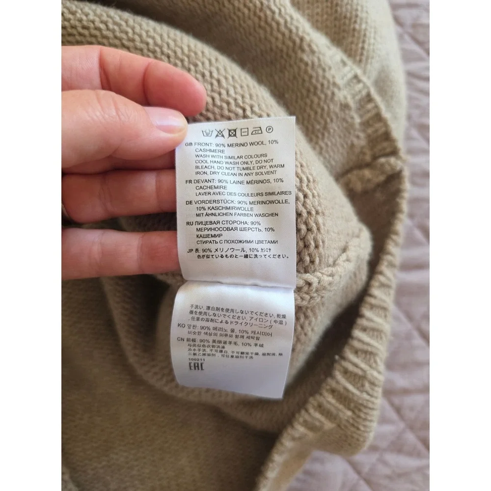 Toteme Cambridge Turtleneck Taupe Merino Cashmere Oversized Sweater sz XXS- S